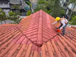 Waterproofing Singapore contractor treating a landed property flat roof