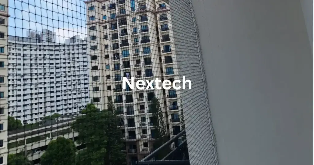 Bird net installation Singapore - HDPE mesh netting fitted on an HDB service yard overlooking the estate